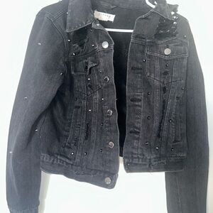 Ci Sono Black Studded Jean Jacket